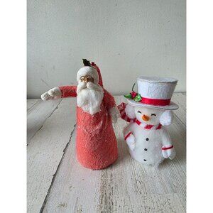 Cotton Santa snowman figurine statue vintage decor